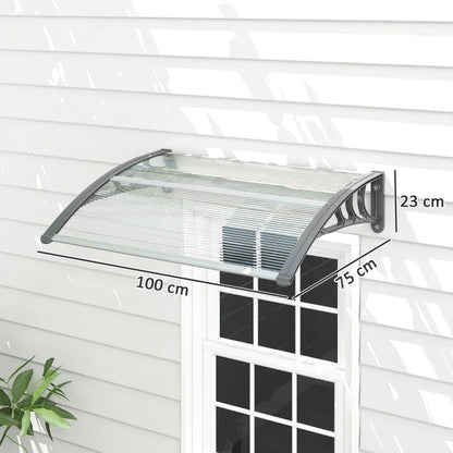 Outsunny Tettoia in Policarbonato Anti-UV da Esterno per Porte e Finestre da 100x80 cm