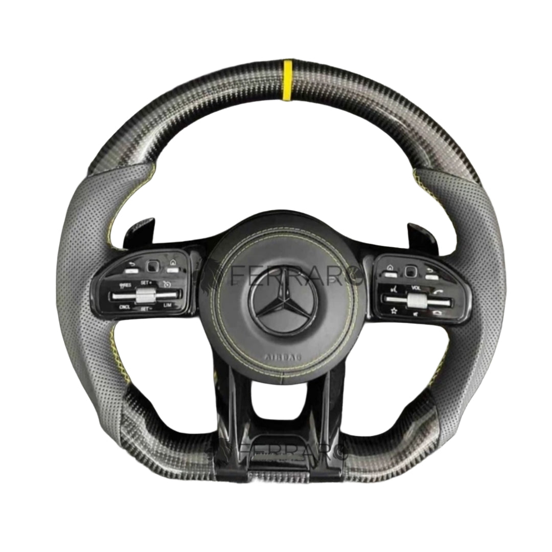 Volante per Mercedes, Carbonio Diagonale, Sport, Etichetta Gialla, Punzonatura, AMG