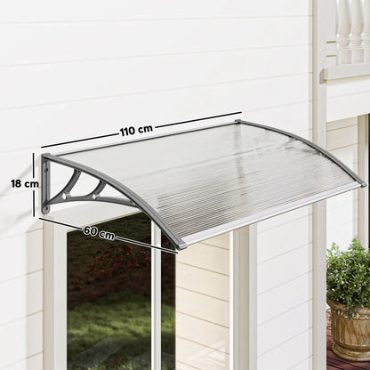 Outsunny Tettoia Moderna in Policarbonato, Alluminio e PP per Balconi, Finestre e Porte, 110x60x18 cm