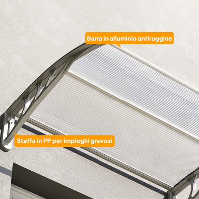 Outsunny Tettoia in Policarbonato Anti-UV da Esterno per Porte e Finestre da 100x80 cm