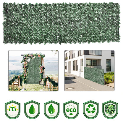 Outsunny Rotolo di Siepe Artificiale per Balcone e Giardino in PE Anti-UV, Siepe Finta con Foglie Verde Scuro 300x100cm