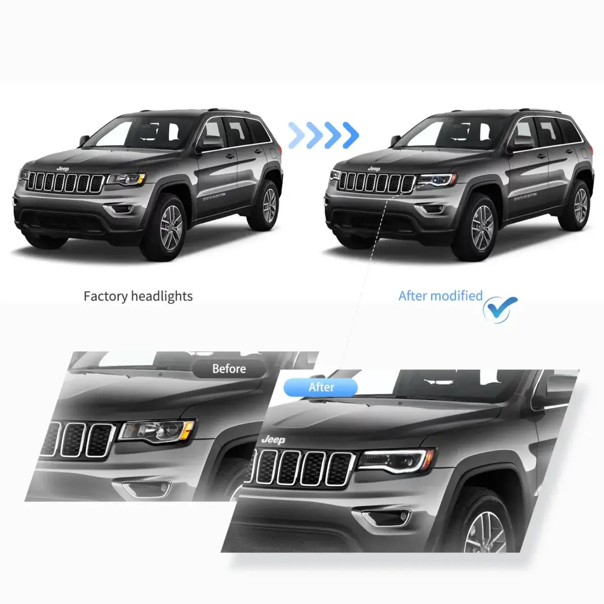 Fanali Anteriore Completo per Jeep Grand Cherokee WK2 (2014-2021) a LED