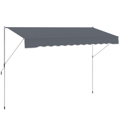 Outsunny Tenda da Sole a Bracci Avvolgibile con Manovella e Struttura Telescopica, 4x1.2m, Grigio
