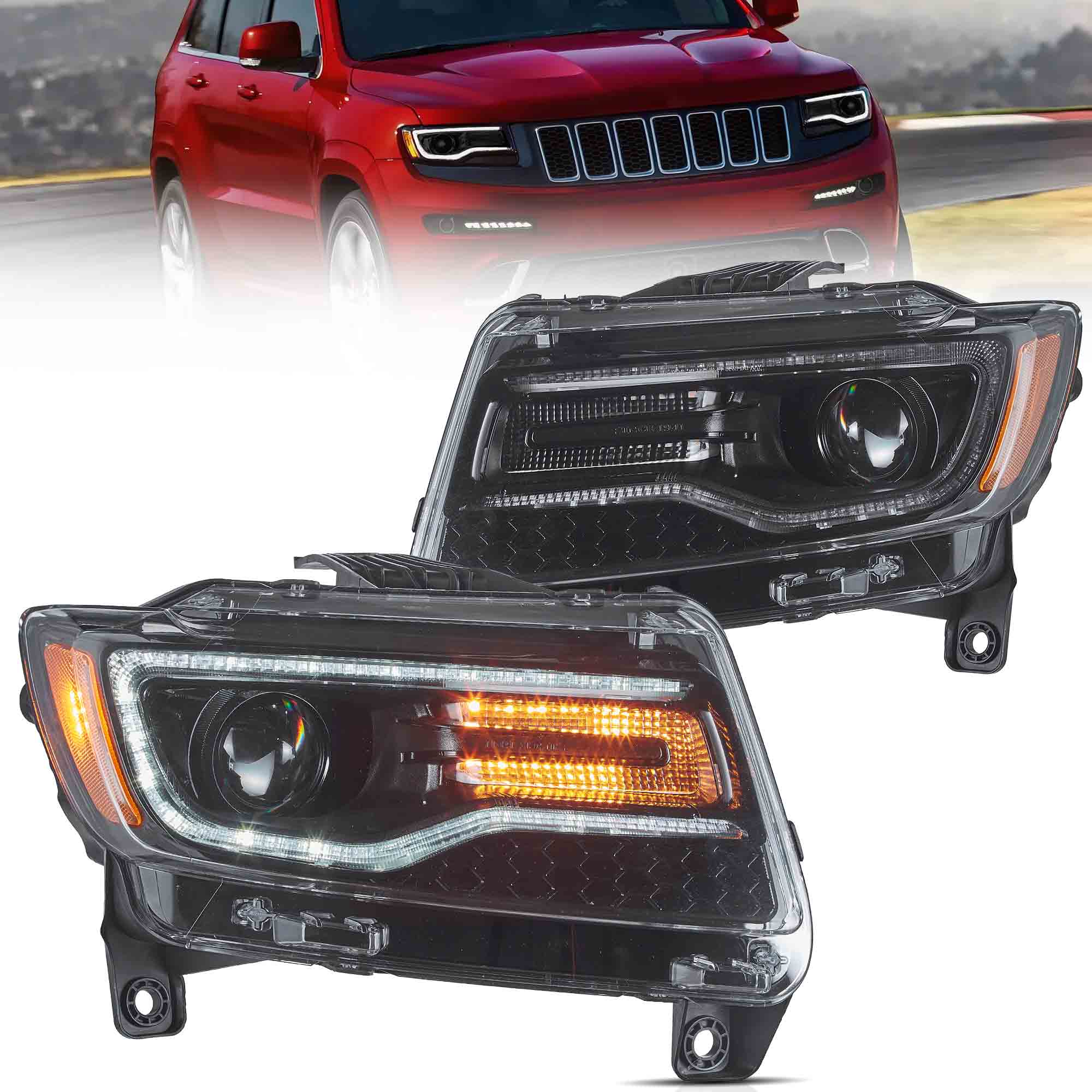 Fanali Anteriore Completo per Jeep Grand Cherokee WK2 (2010-2013) a LED