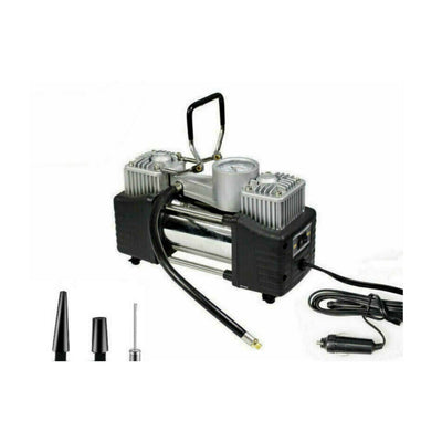 Compressore ad Aria Portatile, Auto, Bici, Moto, Manometro, Doppio Pistone con Manometro, 85L/min, Borsa