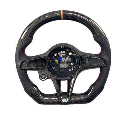 Volante Sportivo per Alfaromeo Giulia, Stelvio,  Carbonio, Customizzato in Pelle (su Realizzazione)