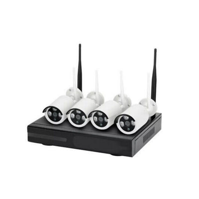 Kit Videosorveglianza, 4 Camere, Wireless, HD, NVR, DVR, 4 Canali, Telecamere IP66, 2.0MP