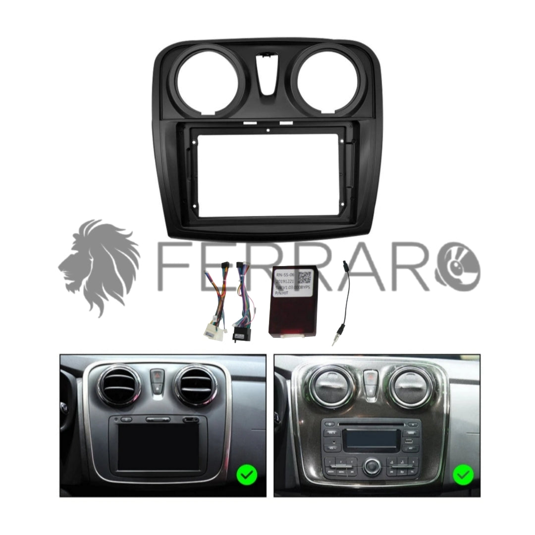 Kit Montaggio Autoradio 9"Pollici Logan, Sandero, Stepway, Symbol Mascherina, Cablaggio Autoradio Android