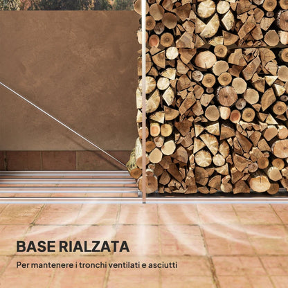 Outsunny Legnaia con Struttura in Acciaio Galvanizzato e Base rialzata, 240x 86x160cm, Nero
