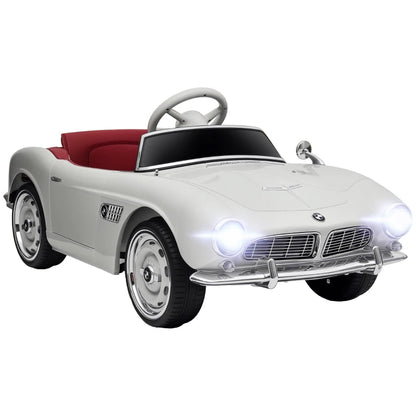 HOMCOM Macchina Elettrica per Bambini a 2 Porte con Licenza BMW 507, con Clacson e Telecomando, 115x55x47 cm, Bianca