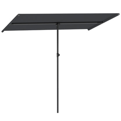 Outsunny Ombrellone per Esterni 1.5x2 m Girevole a 180°, in Poliestere e Alluminio, 150x205x120-215 cm, Grigio Scuro