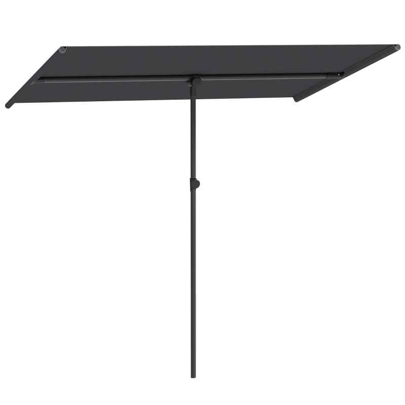 Outsunny Ombrellone per Esterni 1.5x2 m Girevole a 180°, in Poliestere e Alluminio, 150x205x120-215 cm, Grigio Scuro