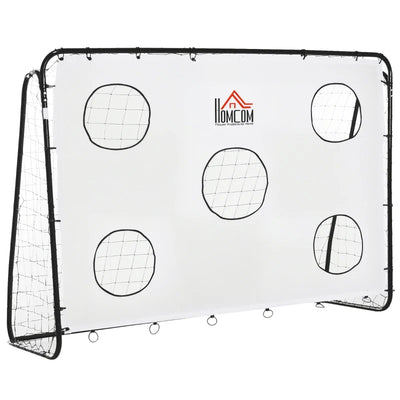 HOMCOM Porta da Calcio per Bambini e Adulti con Rete in PE, in Metallo e Oxford, Bianco e Nero, 240x88x171.5cm