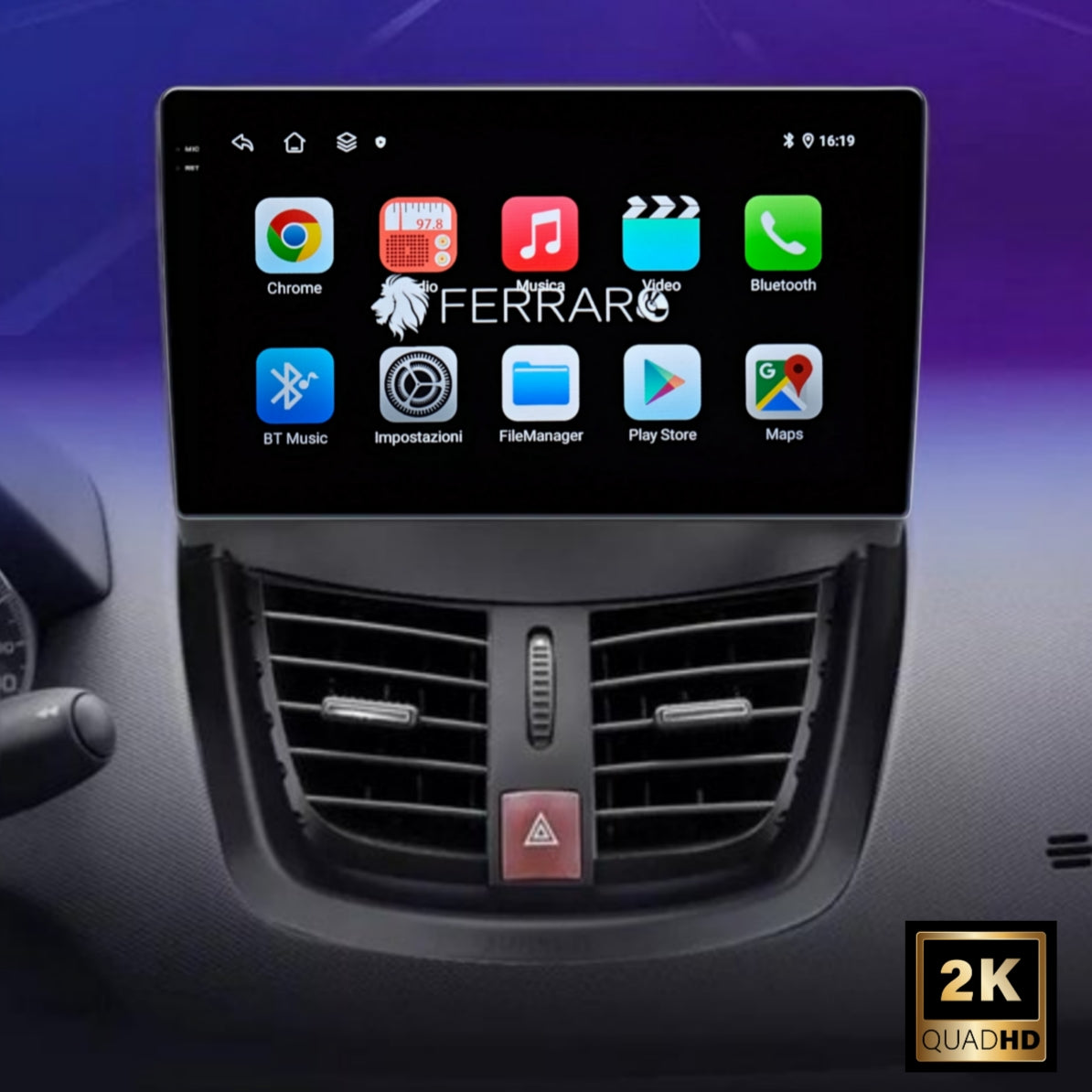 Autoradio per Peugeot 207/207cc 9" 2K | 2006-2015 | Android | Bluetooth | CarPlay | Android Auto | 12/256GB Ram
