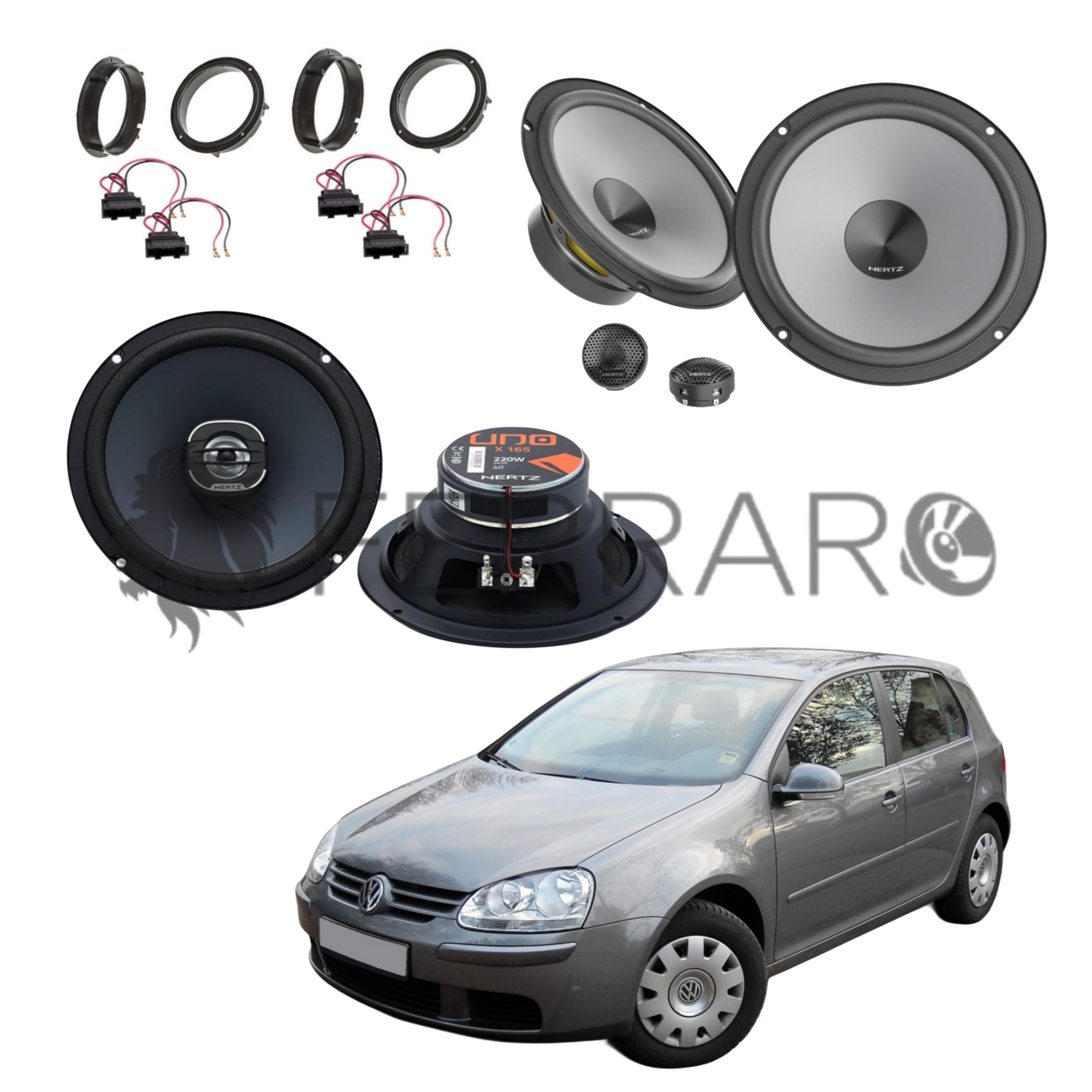 Hertz Kit 6 Casse | K 165 | X 165 | Ant/Post | VW Golf 5ª Serie dal 2003>