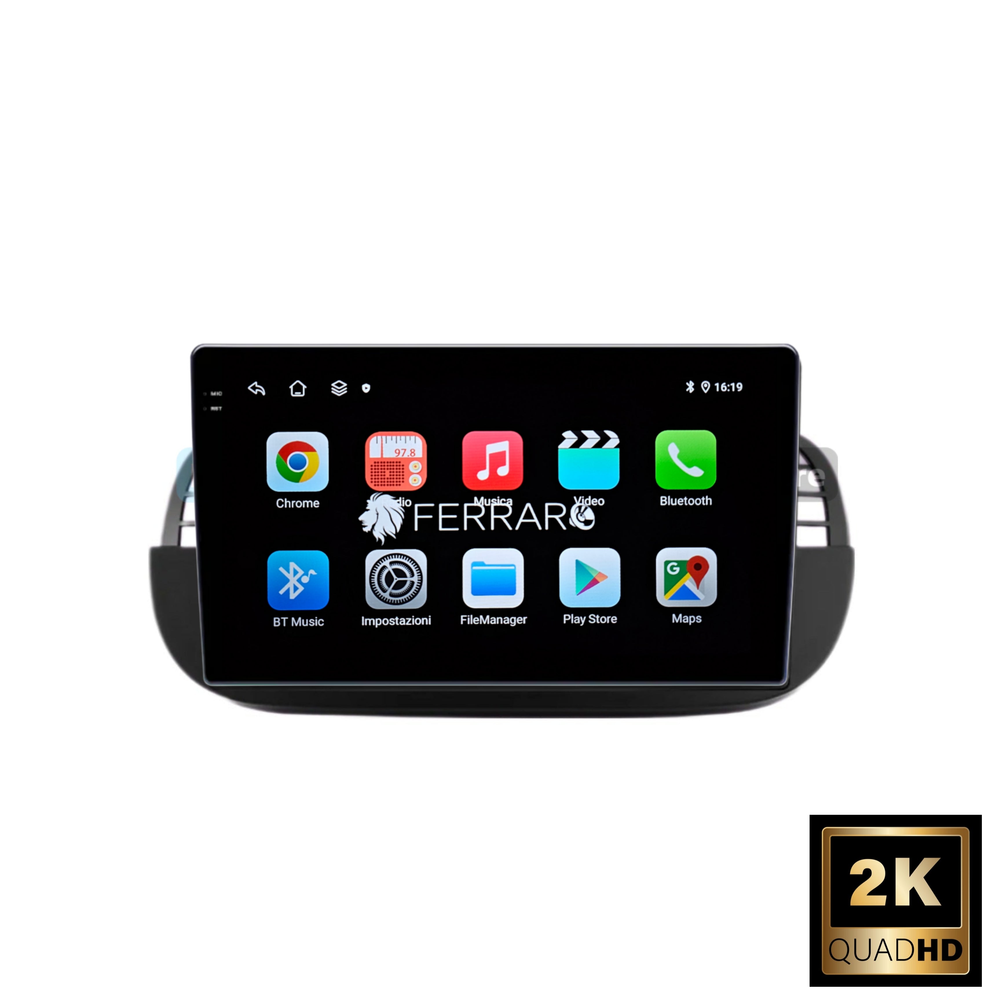 Autoradio per FIAT 500s 9" 2K | 2007-2014 | Android | Bluetooth | CarPlay | Android Auto | 12/256GB Ram