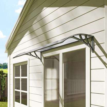 Outsunny Tettoia Moderna in Policarbonato, Alluminio e PP per Balconi, Finestre e Porte, 110x60x18 cm