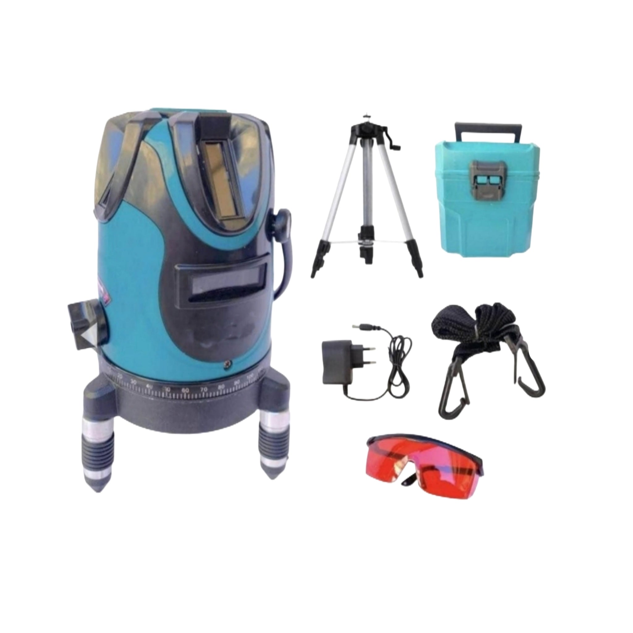 Livella Laser 5 Linee, Batteria, Rotazione 360°, 3 Piedi, Accessori