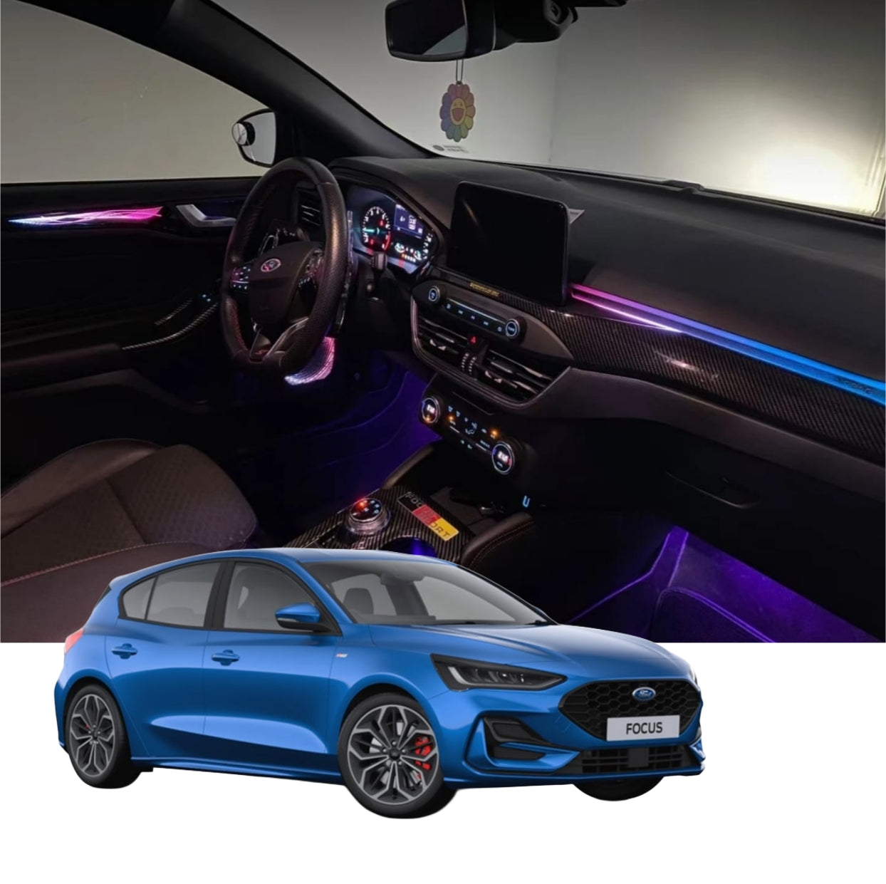 Ambient Light per Ford Focus (2018-2022), 256 Colori RGB
