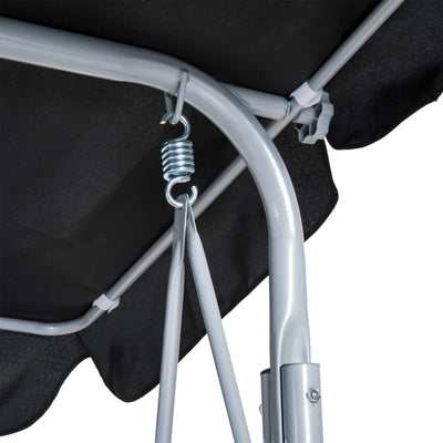 Outsunny Dondolo da Giardino a 3 Posti in Metallo, Tetto Parasole Rimovibile e Lavabile, Nero e Argento, 171x108x154cm