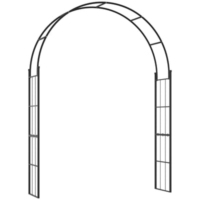 Outsunny Archetto da Giardino per Piante Rampicanti e Decorazioni, Metallo Nero, 157x40x223cm