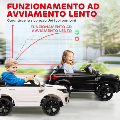 HOMCOM Macchina Elettrica per Bambini 3-6 Anni con Telecomando, Luci LED e Clacson, in PP e Metallo, 110x68x52 cm, Nero