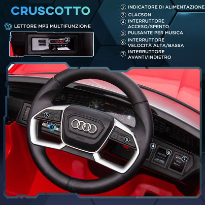 HOMCOM Macchina Elettrica per Bambini 12V con Telecomando, Velocità 3-8km/h, Luci e Musica, Età 3-5 Anni, Rosso