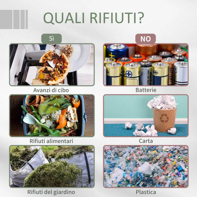 Outsunny Compostiera da Giardino Girevole a 2 Sezioni con 8 Prese d'Aria, in Acciaio e PP, 71x65x96 cm, Grigio