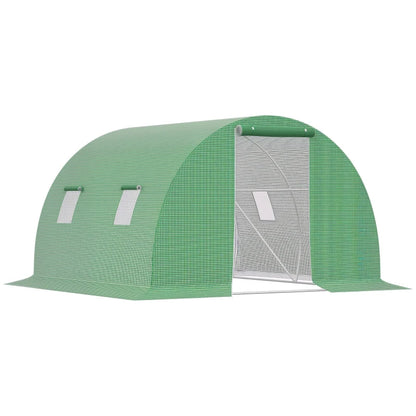Outsunny Serra a Tunnel da Esterno 3x3x2m con Copertura in PE, Porta con Cerniera e 4 Finestre, Verde