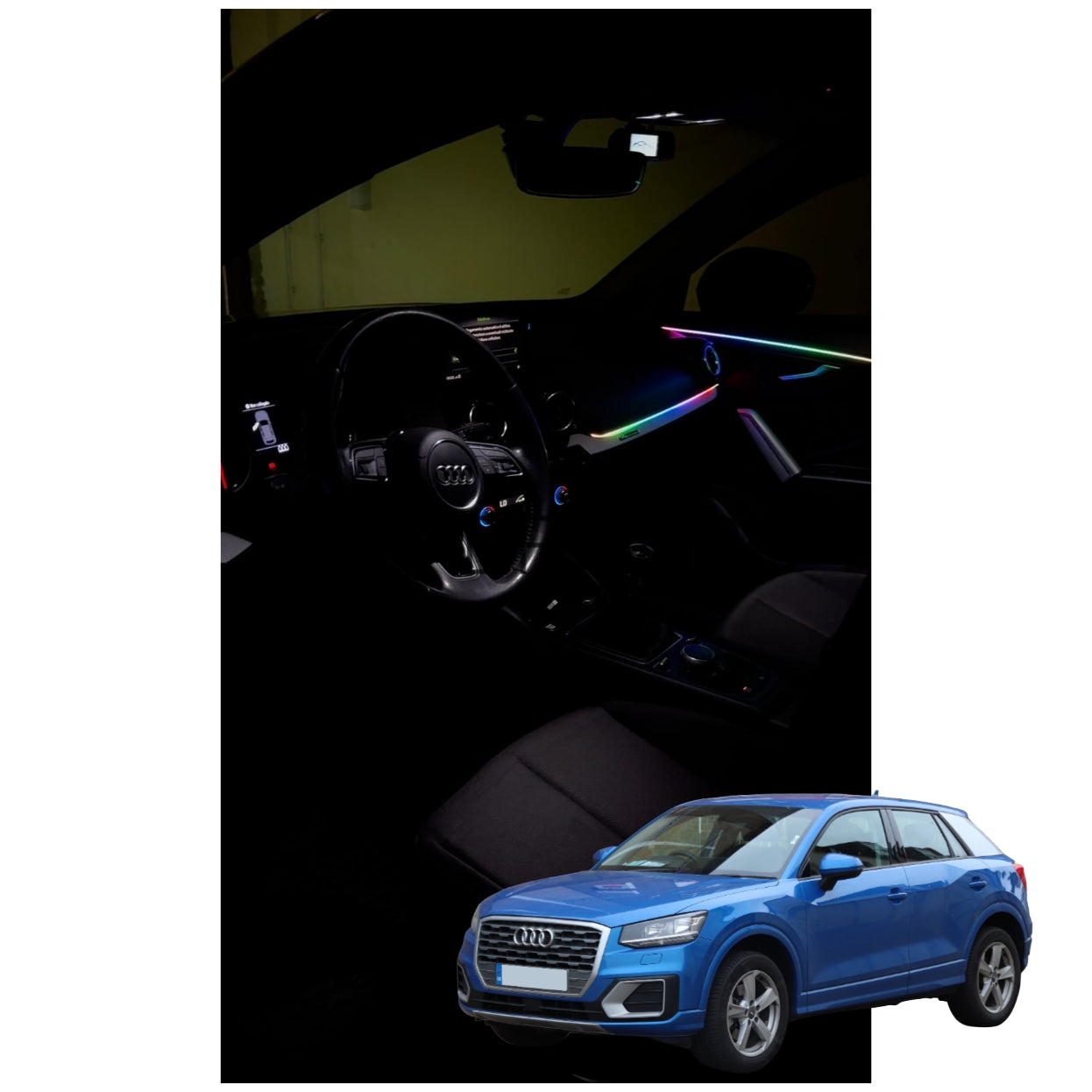 Ambient Light per Audi Q2 (2016-2024) | Universale | Luci Ambiente con Comando da App | RGB Led Interior |  Led Dinamico