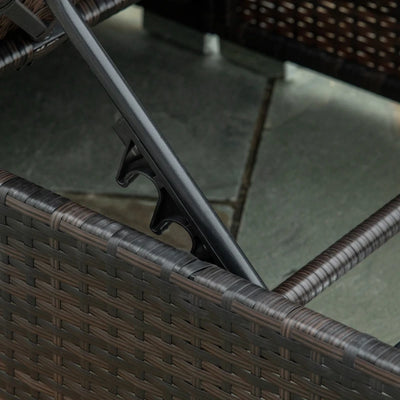 Outsunny Lettino Prendisole in Rattan PE con Schienale Reclinabile su 5 Posizioni, 195x68x31cm, Marrone