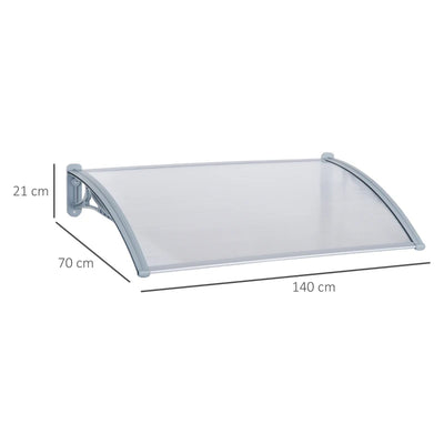 Outsunny Pensilina da Esterno 140x70x21 cm in Plastica e Alluminio per Balconi, Porte e Finestre, Grigio