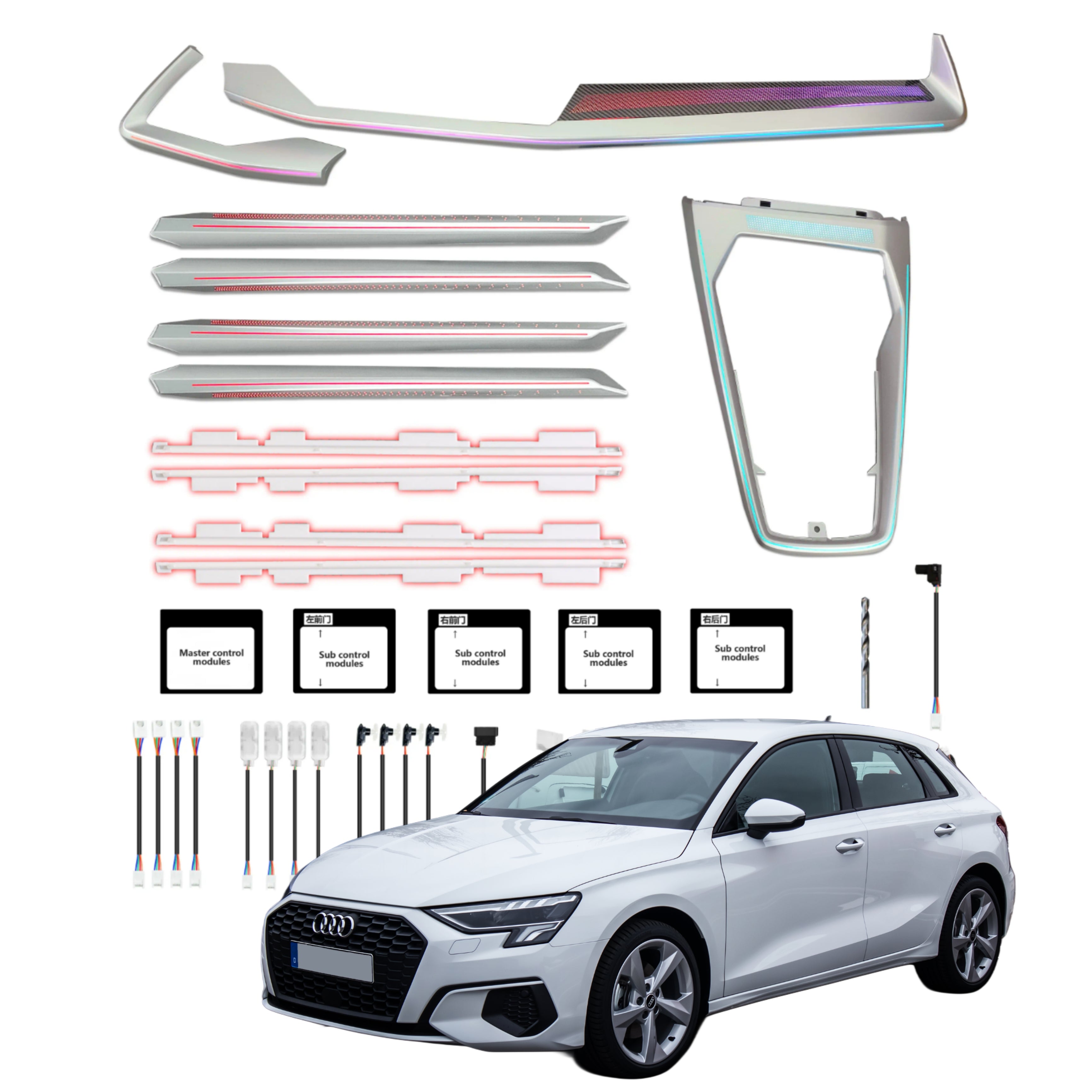 Ambient Light per Audi A3 8Y (2021-2024), 64 Colori RGB