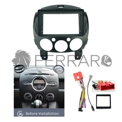 Kit Montaggio Autoradio 9"Pollici Mazda 2 (2007-2014) Mascherina, Cablaggio Autoradio Android