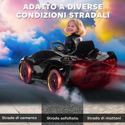 HOMCOM Macchina Elettrica per Bambini 3-5 Anni Lamborghini 12V con Telecomando e Velocità 3-5km/h, Nero
