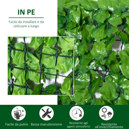 Outsunny Rotolo di Siepe Artificiale per Balcone e Giardino in PE Verde 300x150cm