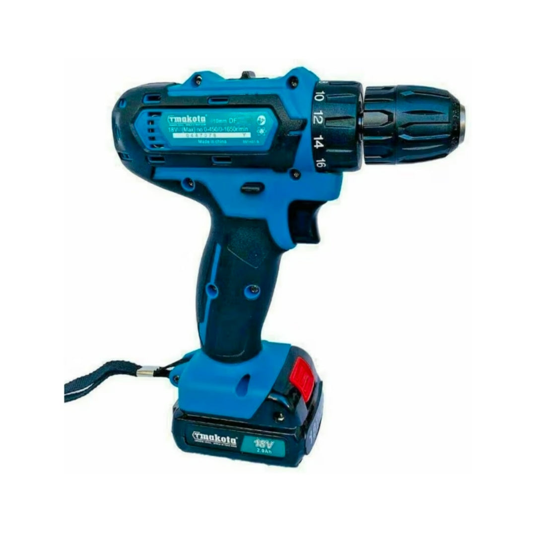 Trapano Avvitatore a Batteria 18V, Set 24 Accessori in Valigetta