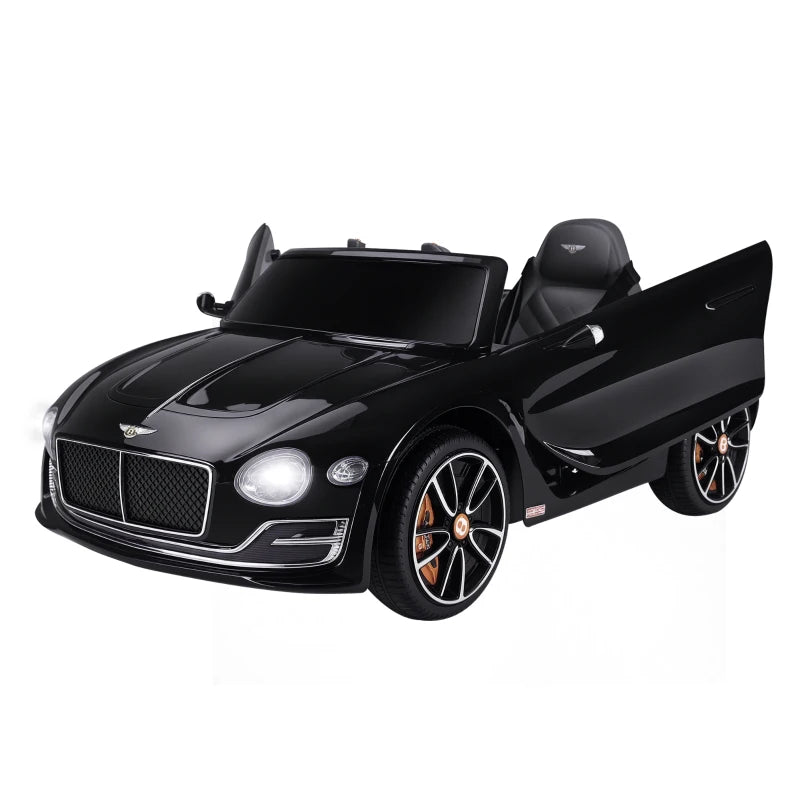 HOMCOM Macchina Elettrica per Bambini Bentley GT 6V, con Doppi Motori, Auto Elettrica per Bambini con Telecomando, Clacson, Suoni, Fari e 2 Portiere Apribili, 2.5-5 km/h, per 3-5 Anni, Nero