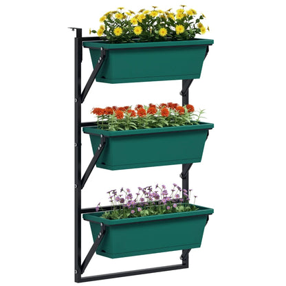 Outsunny Fioriera da Esterno Verticale e 3 Vasi per Piante in Plastica con Fori di Drenaggio, 56x42x100 cm, Verde