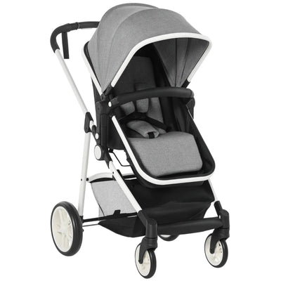 HOMCOM Carrozzina per Bambini 0-36 Mesi Pieghevole e Regolabile, in Metallo e Poliestere, 80x51x102 cm, Grigio