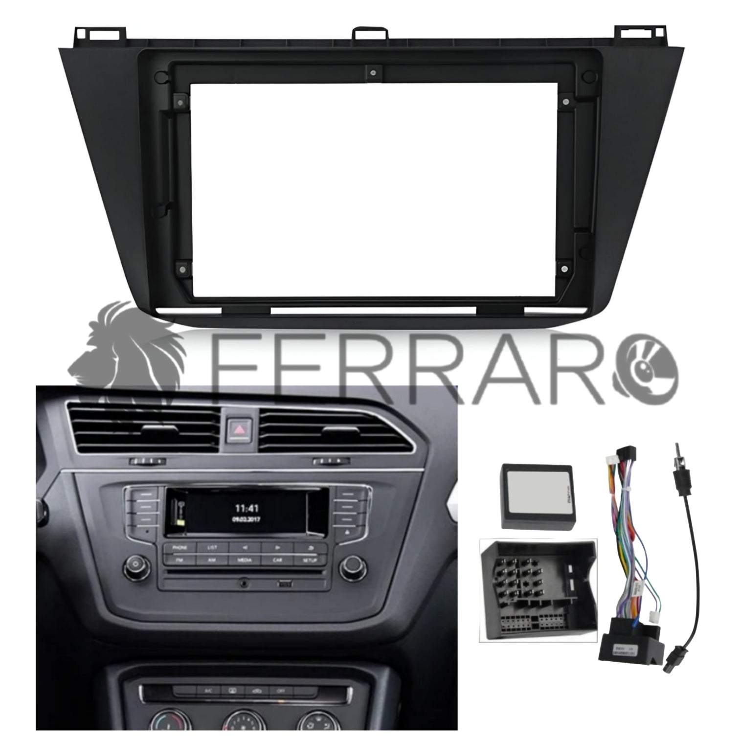 Kit Montaggio Autoradio 9"Pollici Volkswagen Tiguan (2016-2023) Mascherina, Cablaggio Autoradio Android