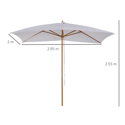 Outsunny Ombrellone m da Giardino 2x3 in Legno Laccato con Copertura Rimovibile, Bianco