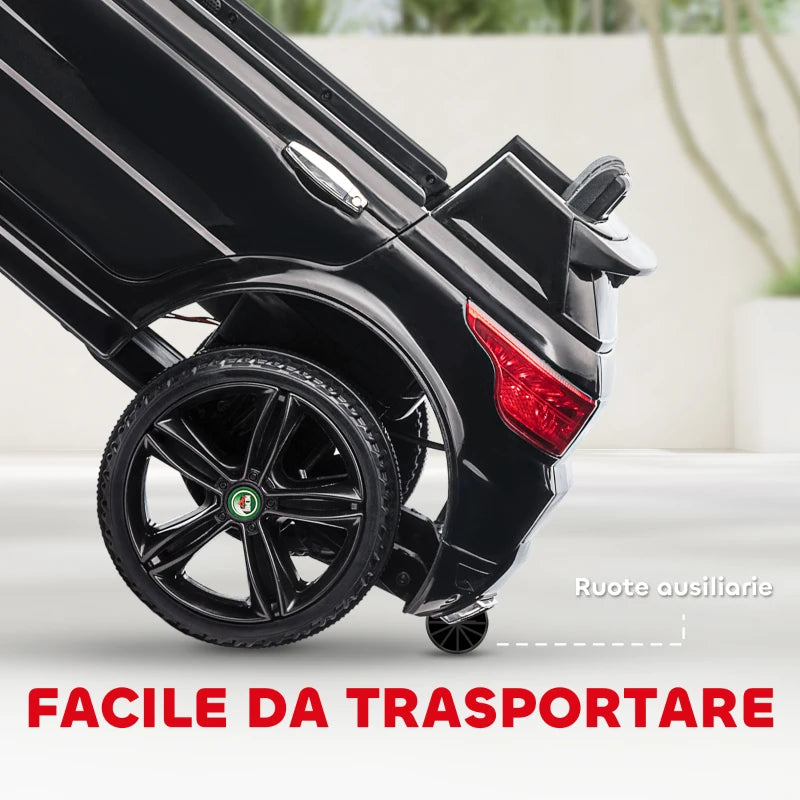 HOMCOM Macchina Elettrica per Bambini 3-6 Anni con Telecomando, Luci LED e Clacson, in PP e Metallo, 110x68x52 cm, Nero