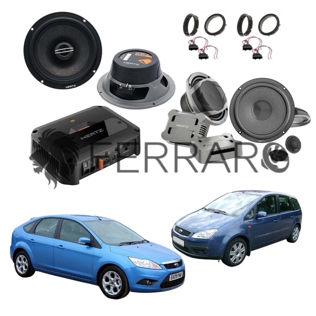 Hertz Sound Amplificatore CP 4.800 4 Canali 4x190w, CK 165, CX 165, Set Cavi, per Ford Focus e C-Max (2003-2010)