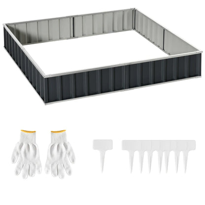 Outsunny Aiuola Rialzata, Modulabile r Senza Fondo in Acciaio Zincato, 258x90x30 cm, Grigio Scuro