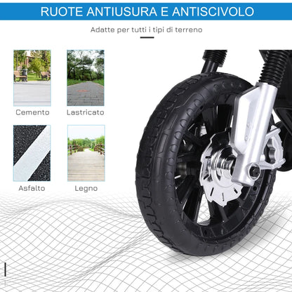 HOMCOM Moto Elettrica per Bambini da 6V con Rotelle e Fari, in PP e Metallo, 105x52.3x62.3 cm, Azzurro e Nero