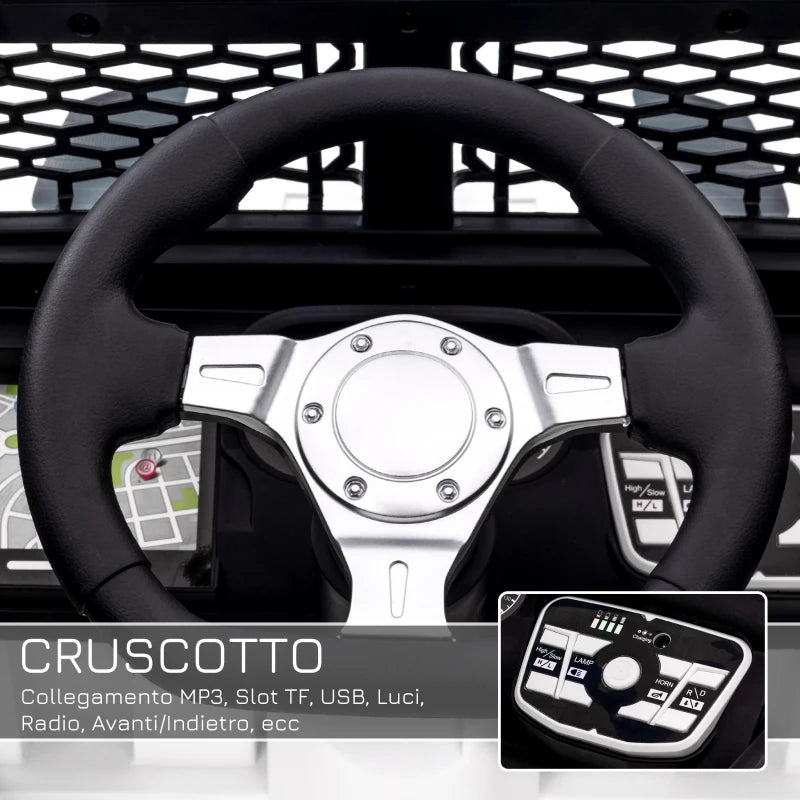 HOMCOM Macchina Elettrica per Bambini Jeep Fuoristrada con Telecomando e 2 Velocità, 100x65x72 cm, Bianco