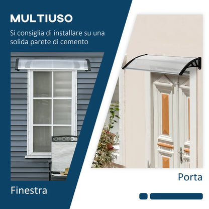 Outsunny Pensilina da Esterno per Finestre e Porte, in Policarbonato e Alluminio, 110x60x18cm - Trasparente