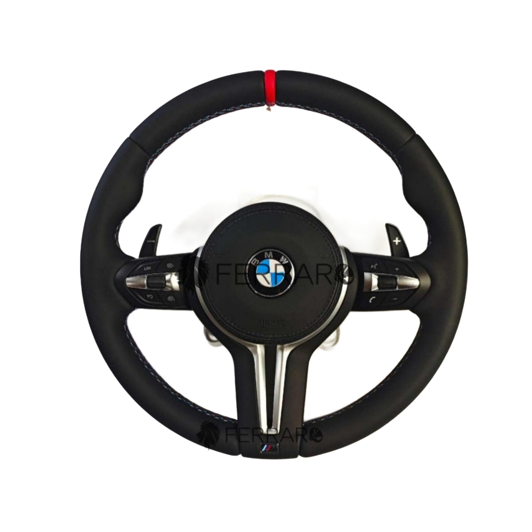 Volante per BMW, Pelle Nera, Linea Tricolore, Etichetta Rossa