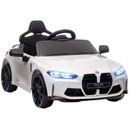 AIYAPLAY Macchina Elettrica per Bambini a Licenza BMW M4 con Telecomando, Clacson e Fari, 108x69.5x51 cm, Bianca